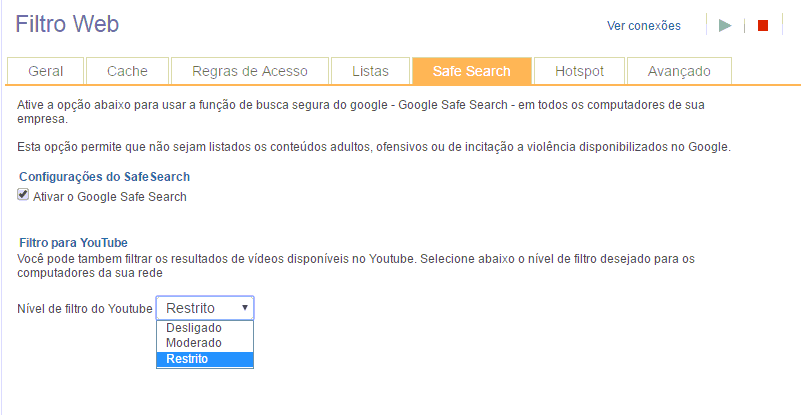 Safe search ativado