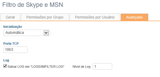 Filtro de Skype e MSN | Avançado