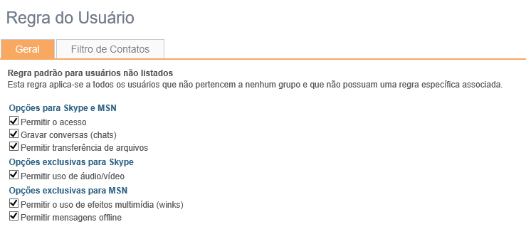 Filtro de Skype e MSN | Controle de Acesso