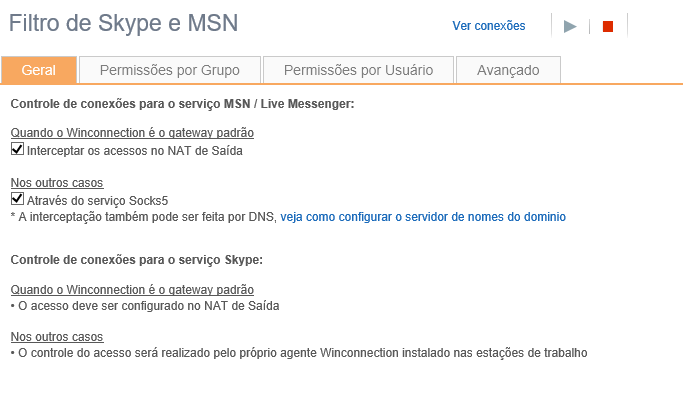Filtro de Skype e MSN