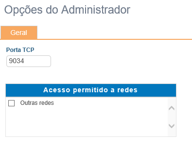 Opções do Administrador