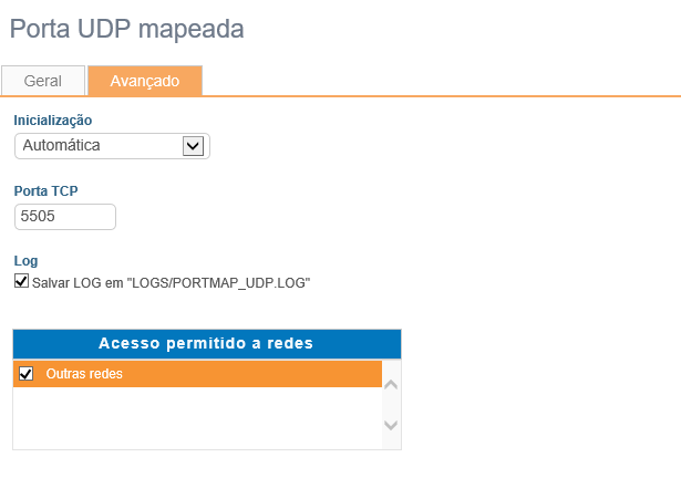 Porta UDP mapeada
